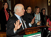 Senator Ben Cardin accepts an award and speaks during the legislative reception for the End Mountaintop Removal Week in Washington