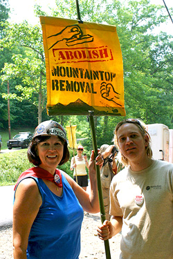 Executive Director Willa Mays marches with Stefan Jirkan during the Blair Mountain March
