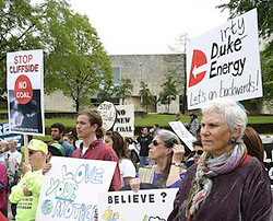 Citizens protest Duke Energy's Cliffside power plant. 