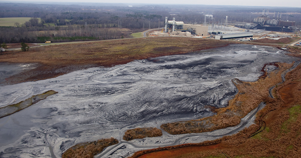 Coal Ash pond at Buck Steam Station, photo by Les Stone/Greenpeace