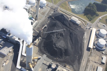 Aerial view of Asheville coal-fired power plant