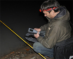 Matt Wasson conducting water quality testing at the Dan River coal ash spill