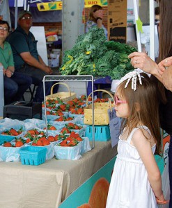 Families with young children particularly enjoy special event days at the Chattanooga Market, which offer sample tastings of seasonal produce, such as strawberries. Photo courtesy of Chattanooga Farmers Market.