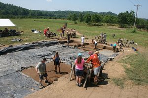 Warren Wilson College field school students help uncover Appalachia’s 16th-century Spanish history at the Fort San Juan excavation site near Morganton, N.C., in June 2014. Here, the students are sifting for artifacts. Photo courtesy Warren Wilson Archaeology Lab