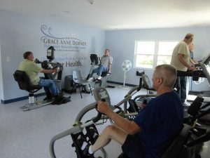 Patients excercise at a new rehabilitation clinic in Dawes, W.Va.  Photo courtesy The Breathing Center at Cabin Creek Clinic