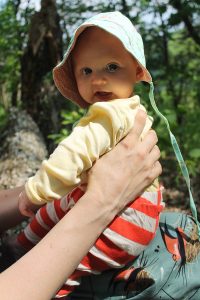During Baby Josie’s first mountain hike, her parents took her on a 10-mile loop that wandered by a pond of lily pads, along ridgelines and through pine groves. Photo by Dana Kuhnline