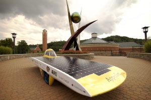 The Apperion solar-powered race car, photo courtesy of Appalachian State University.