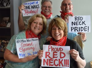 The term “redneck” can be traced back to union miners who showed their allegiance by wearing red bandanas. Photo courtesy of WV Mine Wars Museum  