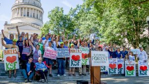 The Kanawha Forest Coalition holds a press conference on Aug. 23. Photo by Joe Solomon 