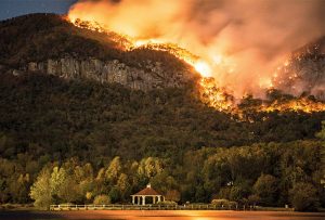 The Party Rock Fire rages near Lake Lure, N.C., in November.  Photo by John Cayton