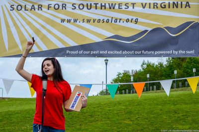 Lydia Graves, with Appalachian Voices, at the 2017 Solar Fair in Southwest Virginia.