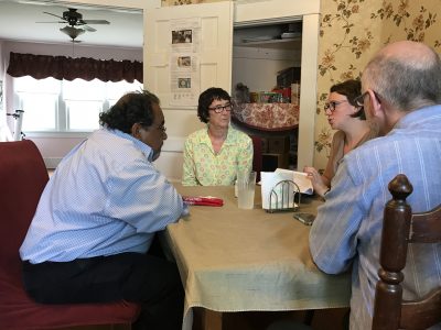 Rep. Grijalva at lunch with Diana Withen, of Southern Appalachian Mountain Stewards, Gabby Gillespie and Brad Shepherd.