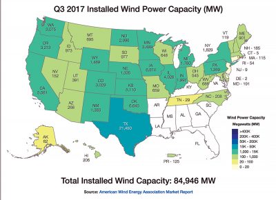 Installed Wind Power Capacity Map