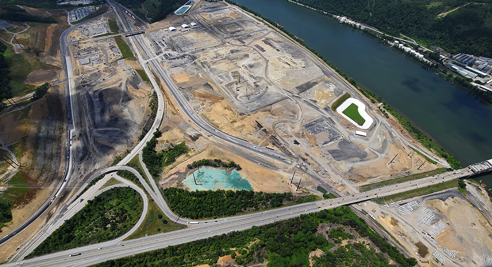 aerial photo of cracker plant construction site