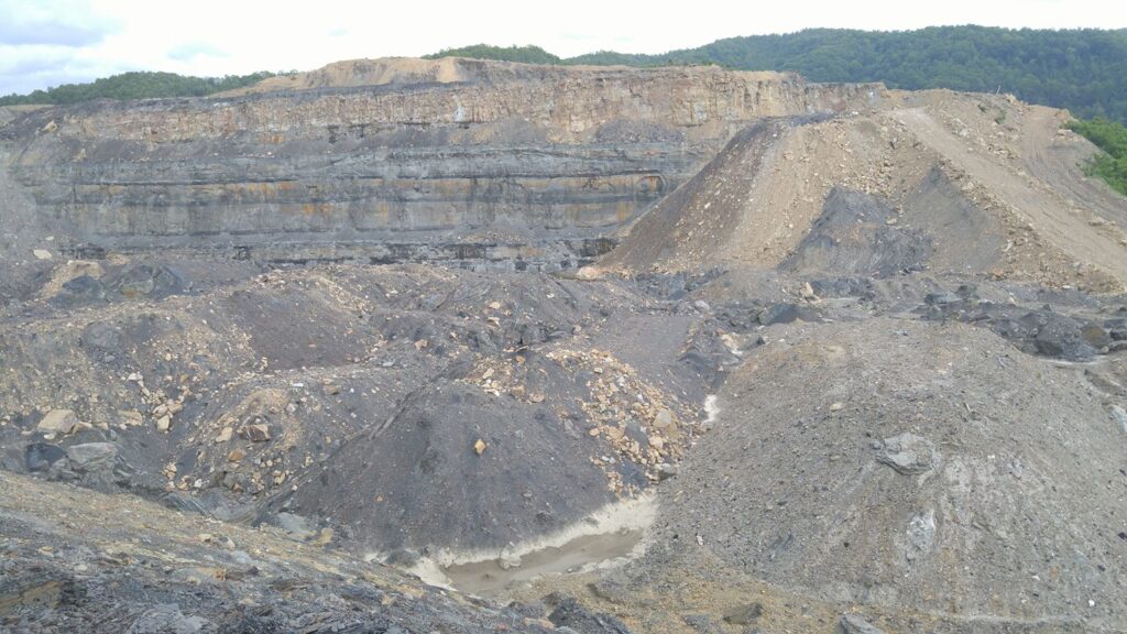 disturbed land from large surface coal mine