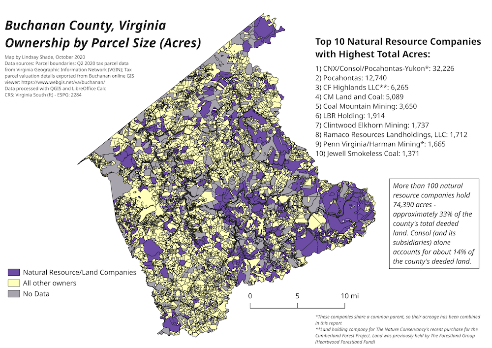 Map of Buchanan County Virginia land ownership