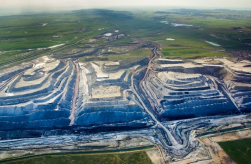 aerial view of huge surface mine