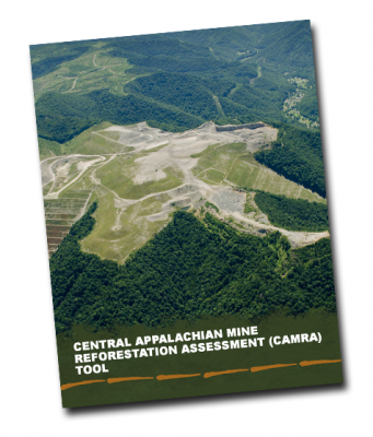 CAMRA report cover with aerial photo of a surface mine that is partially covered with grass