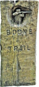 A trail marker denotes the Boone Trace as it begins it's pathway across the Cumberland Gap National Historical Park. Photo by Sam Compton