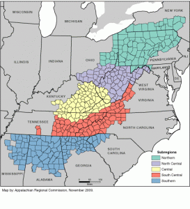 The geographic area covered by the Appalachian Regional Commission. 