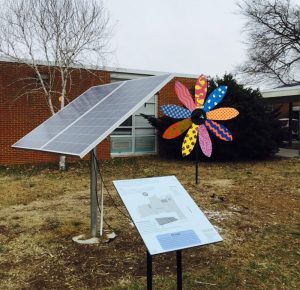 Students at Henley Middle School in Crozet, Va. helped design an art installation powered by a solar panel. Photo courtesy Albemarle County Public Schools