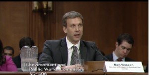 Matt Wasson testifying at the Senate Environment and Public Works Committee hearing