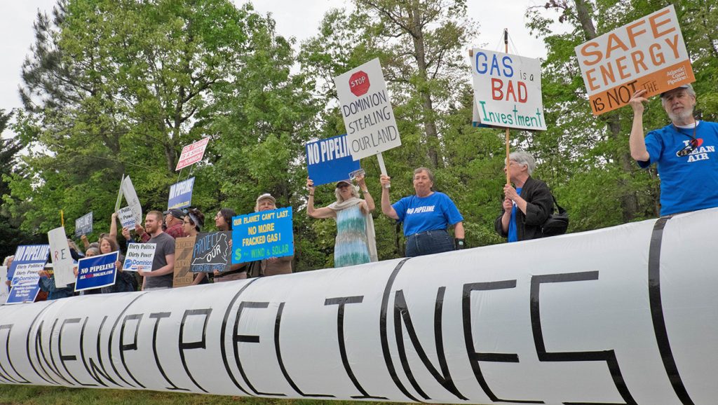 Citizens protest the Atlantic Coast Pipeline.