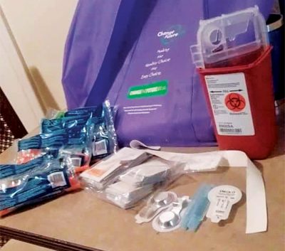 A syringe exchange kit provided by the Cabell-Huntington Health Dept. Photo by Alligator Jackson/ Alligator Jackson’s Inside Huntington WV