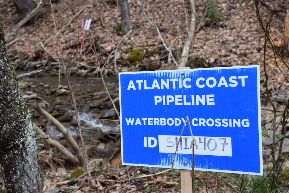 Atlantic Coast Pipeline water crossing sign