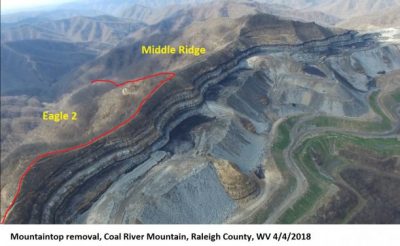 area at risk of mining, shown near adjacent mountaintop removal mine