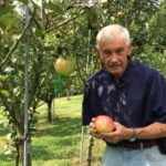 man holding apple