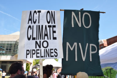 Signs from the September Climate Emergency Tri-State Pipeline Strike in Roanoke, Va. Photo by Lara Mack