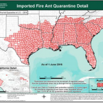 red area shows fire ants inhabiting much of the South