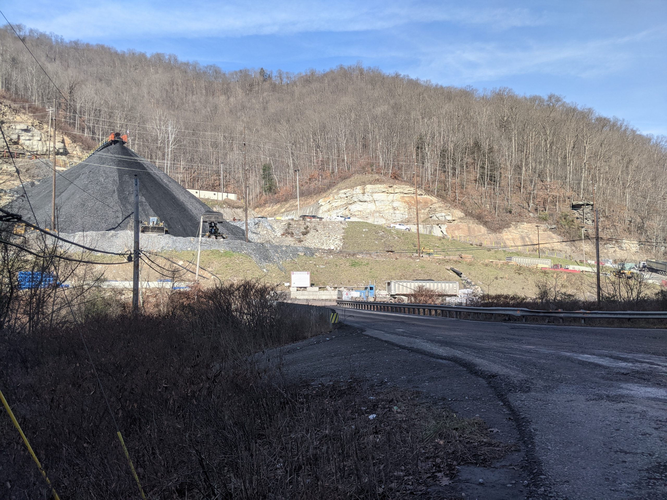 The stockpile area at the Black Eagle Deep Mine sits just a few hundred feet from the heavily traveled haul road used to transport coal away from the site. Photo by Willie Dodson