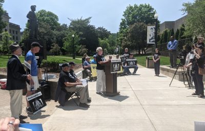 At this May 12, 2022, press conference, leaders from the Black Lung Association launched a statewide campaign for a long-term extension of the black lung excise tax.