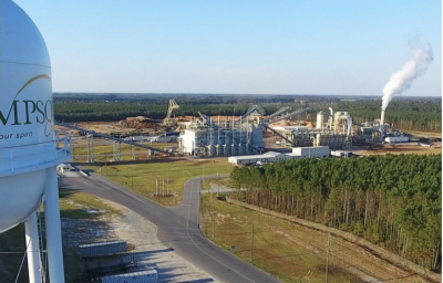 aerial view of the Sampson wood pellet plant