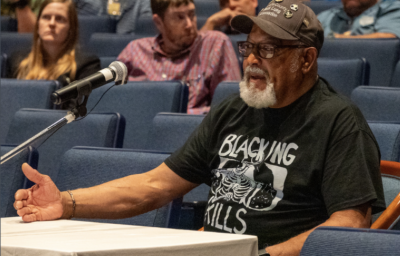 Black Lung Association President Gary Hairston testifies at a black lung hearing in West Virginia.