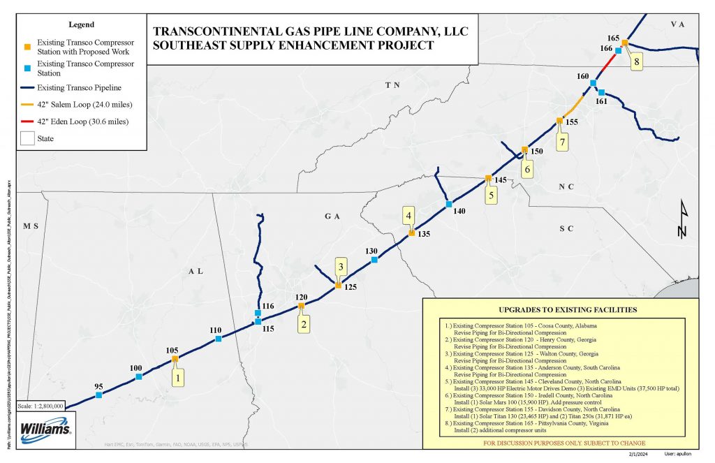 Map of the Southeast Supply Enhancement Project