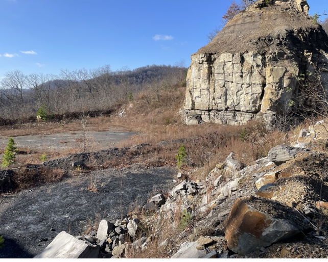 Photo taken in November 2023 of a highwall on a functionally abandoned mine permit in Pike County, Kentucky. 