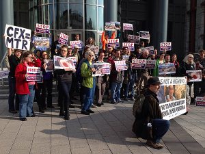 Citizens opposed to the Coalfields Expressway rally outside the Federal Highways Administration offices in Washington, D.C. in December. Photo courtesy of Sierra Club. 