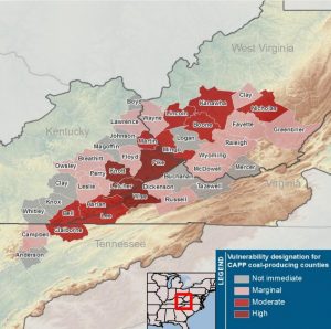 James River Coal, which entered bankruptcy this week, has operations in Central Appalchia's most economically vulnerable coal-producing counties.