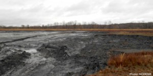 The failed coal ash pond at Duke Energy's Dan River plant.