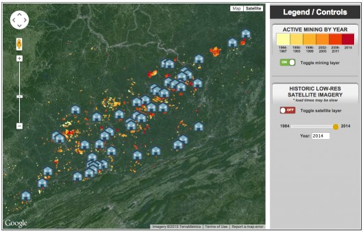 A view of the Communities at Risk mapping tool. Click to explore the map on iLoveMountains.org.