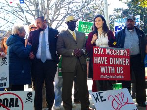 Sarah Kellogg of Appalachian Voices speaks at an ACT Agasint Coal Ash press conference. 