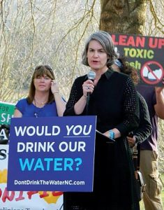 Caroline Armijo speaks about cleaning up coal ash in North Carolina. Photo courtesy of Caroline Rutledge Armijo. 