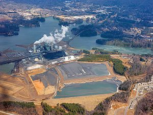 Coal ash stored at Duke Energy’s power plant in Asheville, N.C., was used as structural fill at the city’s airport. Photo © Copyright 2011 Roy Tennant, FreeLargePhotos.com