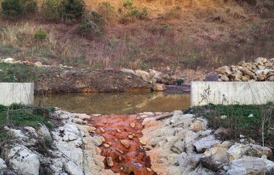 A reconstructed "stream" below a surface mine in Central Appalachia. The Stream Protection Rule is intended to safeguard streams and people by reining in the ravages of mountaintop removal.