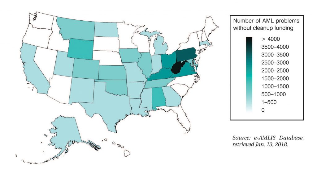 map of density of abandoned mine problems