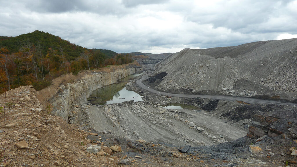 view of disturbed mine land at Hobet Mine