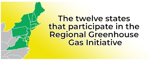 Map shows states included in the Regional Greenhouse Gas Initiative